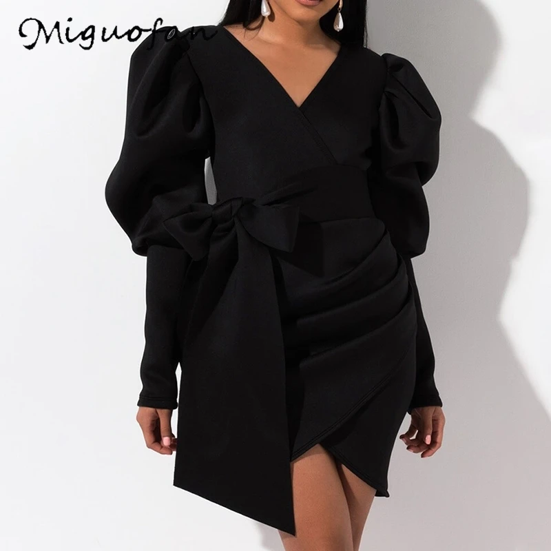 Женское платье с запахом v образным вырезом и длинным рукавом|Женские платья| |