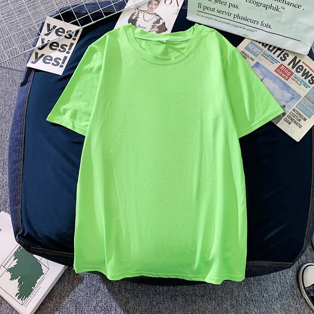 

2021 Brand New Women's T-shirt Short-sleeve Pure Color Ladies T-shirts ForFemale And Male Tops Plus Size 3XL
