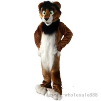 long fur brown husky fox dog mascot costume suits cosplay party dress outfits clothing advertising carnival christmas easter