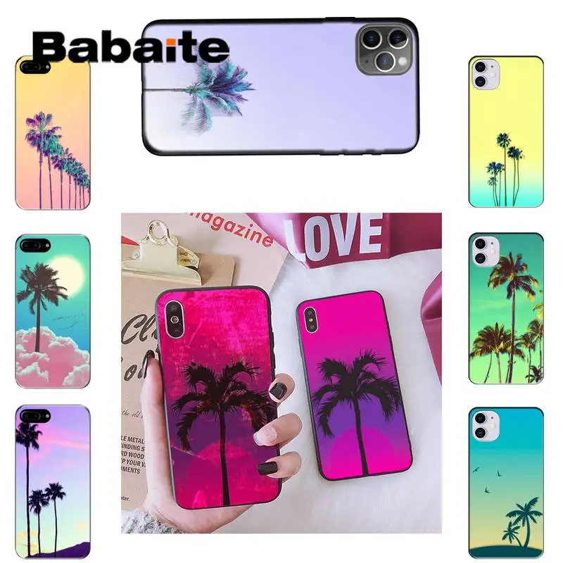 

Babaite Palm leaves pink aesthetics Phone Case For iPhone 8 7 6 6S Plus X XS MAX 5 5S SE XR 11 11pro promax 12 12Pro Promax