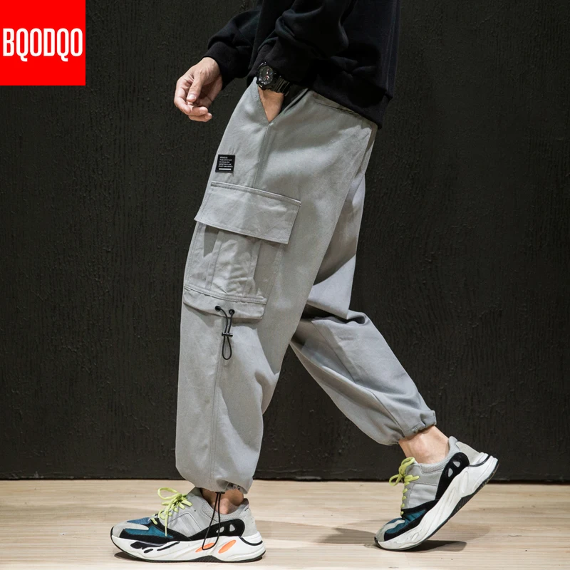 Шаровары длиной до щиколотки для мужчин размера плюс черные осенние хип хоп