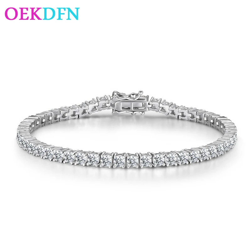 

OEKDFN Luxury 925 Sterling Silver Bracelets Created Moissanite Gemstone Bangle Charm Wedding Bracelet For Women Fine Jewelry