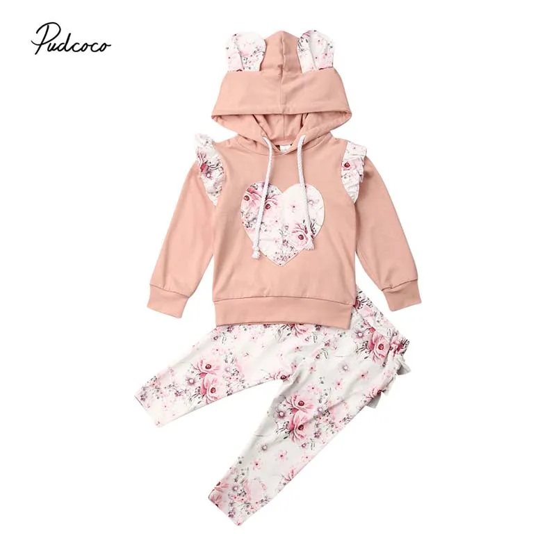 Детский спортивный костюм для девочек толстовка с капюшоном и ушками медведя топ