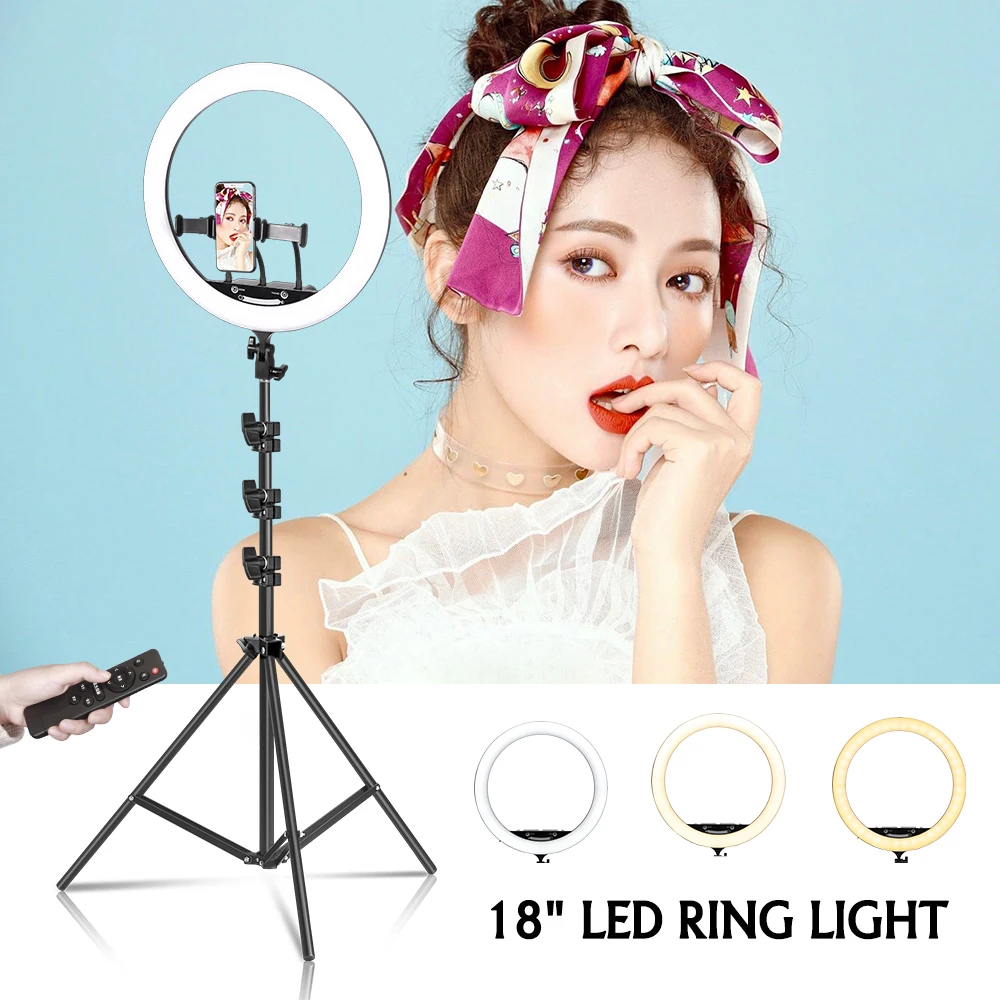 Светодиодный кольцевой светильник лампа 18 дюймов/45 см со штативом для съемки