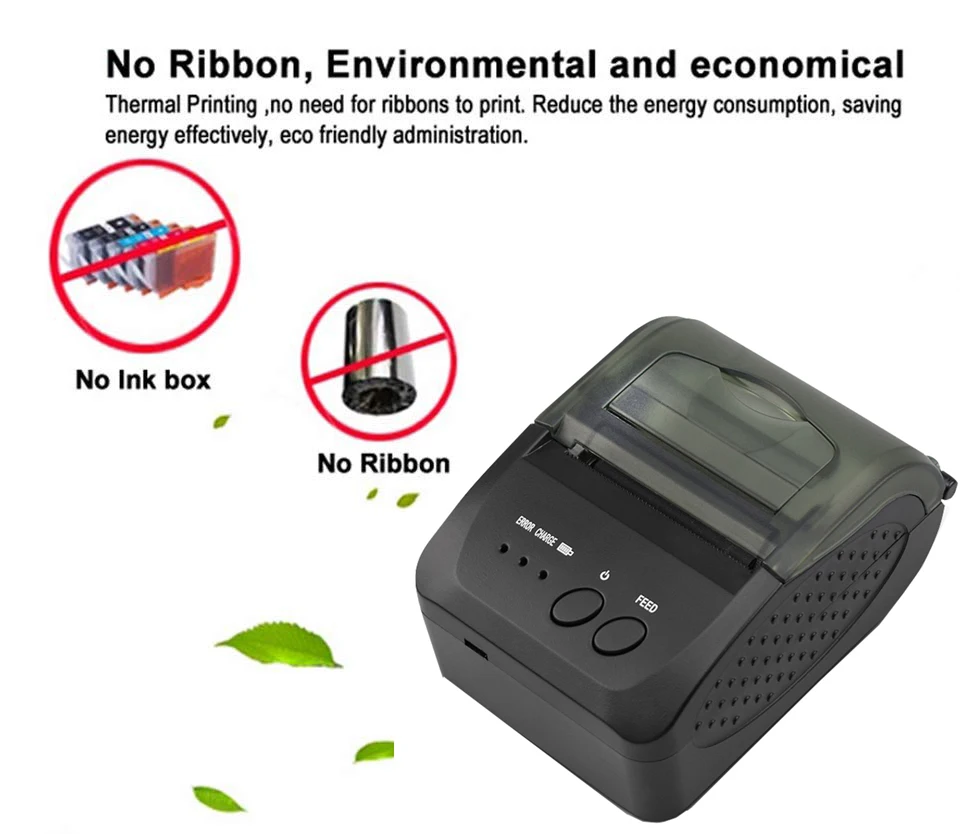 Портативный мини Bluetooth принтер беспроводной Термальный чековый принтер для мобильного телефона 58 мм Счетная машина для магазина