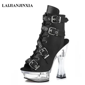 LAIJIANJINXIA New ANKLE Boots Low Tube Short Women Boots 14 Cm Stiletto Heels Super 5 Inch Sexy Fetish Pole Dance Shoes