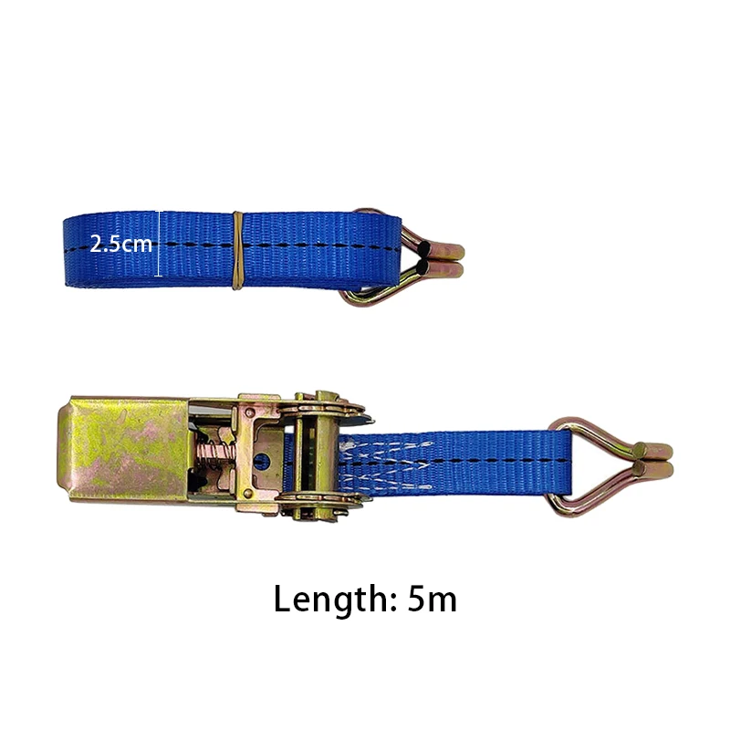 

1pc Lorry Lashing Polyester Ratchet Belt Weaving Durable Wear Resistant Universal Tie Down Tow Rope Cargo Strap Car Motorcycle