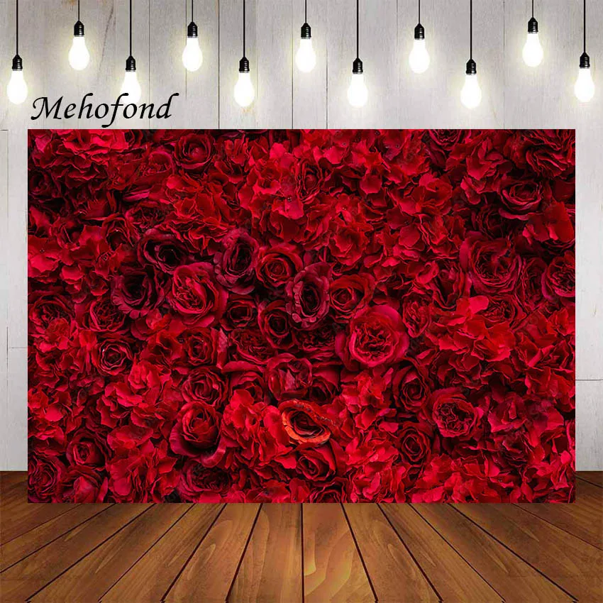 

Фон Mehofond для фотосъемки на День святого Валентина с красными цветами розы на годовщину свадьбы свадебный душ портретный фон для фотостудии