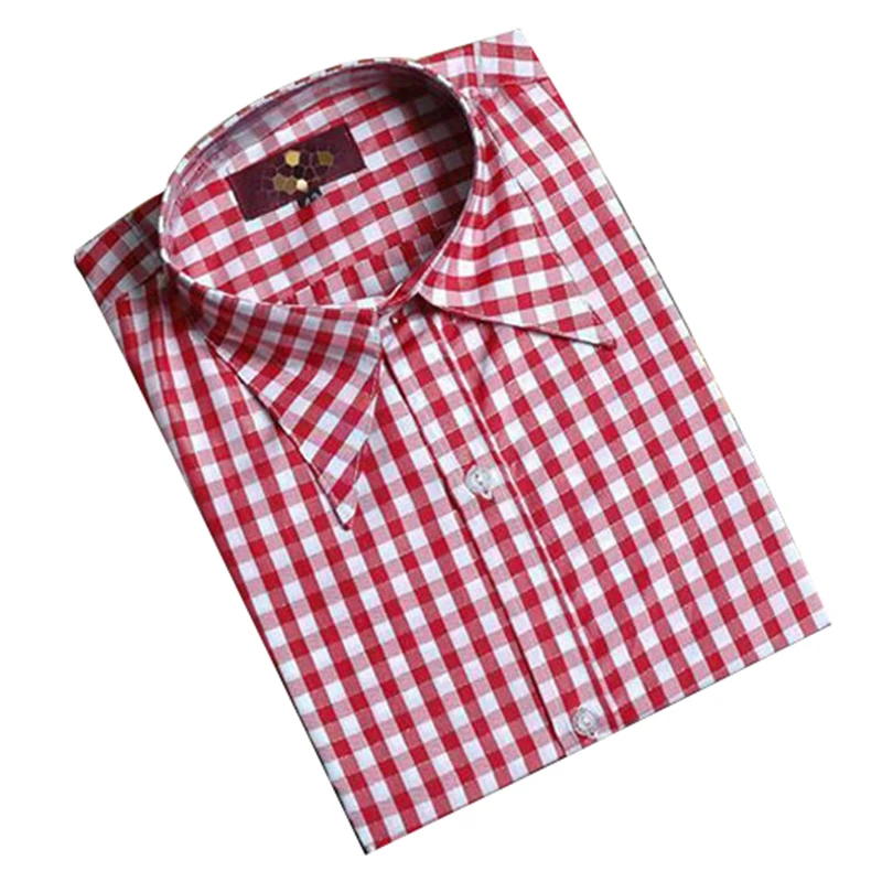 

100% Cotton Red White Checkered Dress Shirts Tailor Made Slim Fit Plaid Mens Dress Shirts, Bespoke Tailored Men Casual Shirt