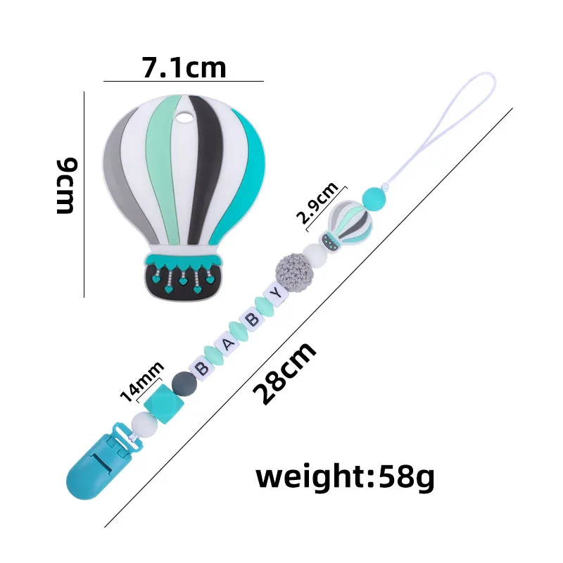 

DIY Silicone Teethers Suit New Baby Pacifier Clip BPA Free Safety Colorful Hot Air Balloon Personalized Name Birthday Gift