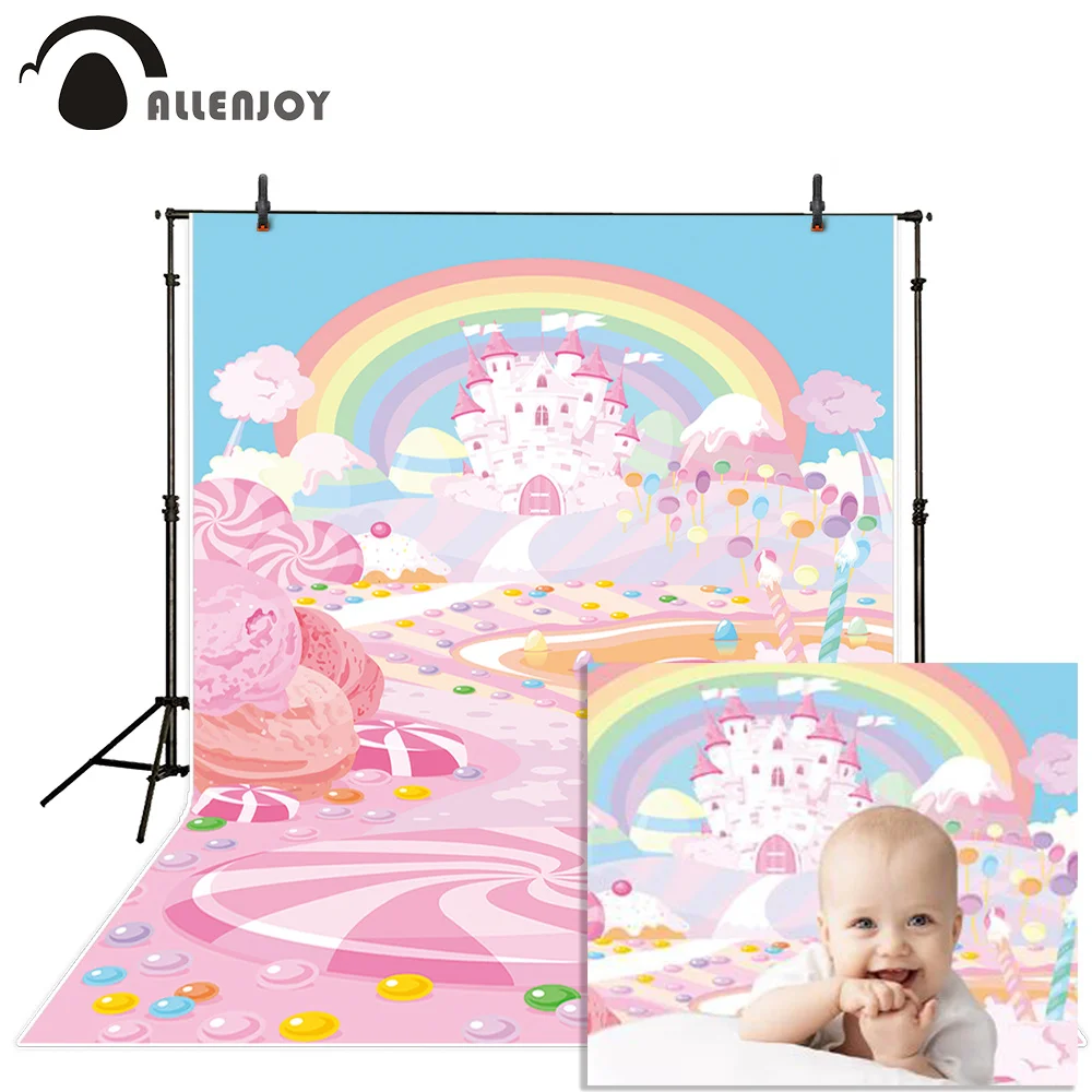 Фотосессия Розовые Конфеты Замок ребенок Радуга фотография фон для студийной