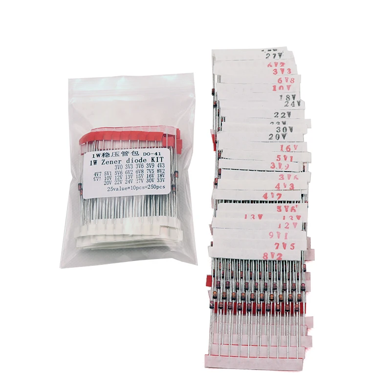 Набор диодов Zener 250 шт. 25 значений 1 Вт 3 в 33 в|zener diode|zener diode assorted kitzener |