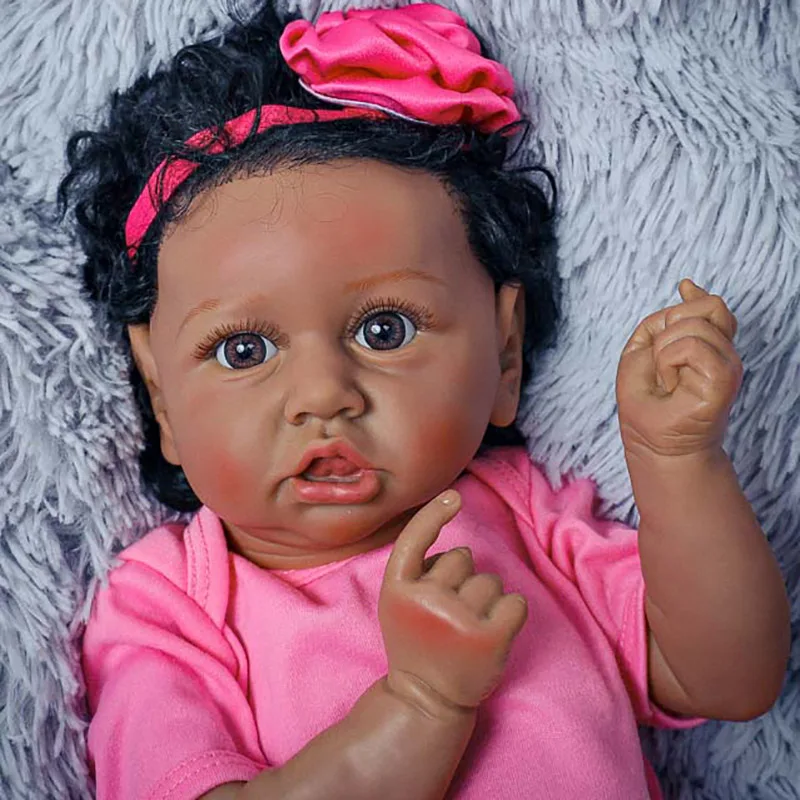 

22 Inch Lifelike Reborn Baby Doll With Crooked Mouth 56cm Soft Real Touch Full Silicone Body Dolls Girl Bonecas Toy Xmas Gift
