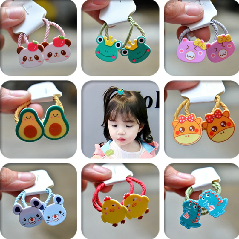 

2PCS New Cartoon Cute Avocado Frog Princess Headwear Kids Elastic Hair Bands Children Ropes Girls Accessories Baby Headdress