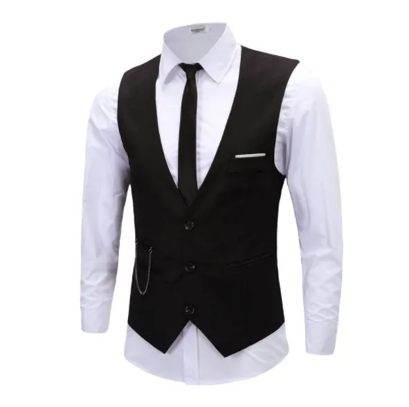 2019 Мужской приталенный классический жилет мужской повседневный деловой черный