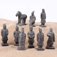 9pcsset chinese army terracotta figurine qin dynasty army sculpture home decoration clay crafts with gift box