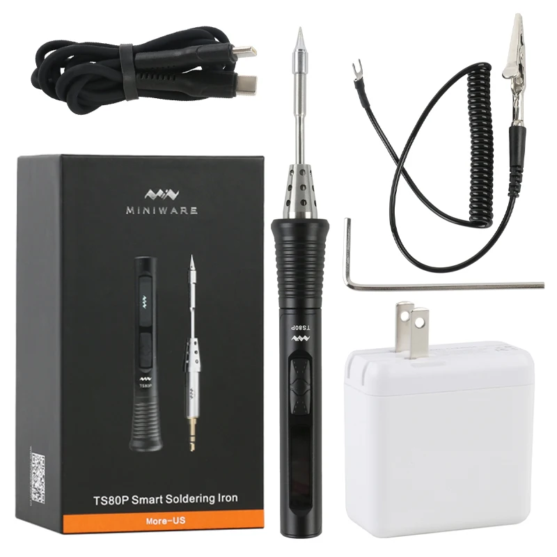 MINI TS80 Upgraded Version Type C USB Smart OLED Adjustable Electric Soldering Iron Sleep Mode Repair Set TS80P For PCB Solder |