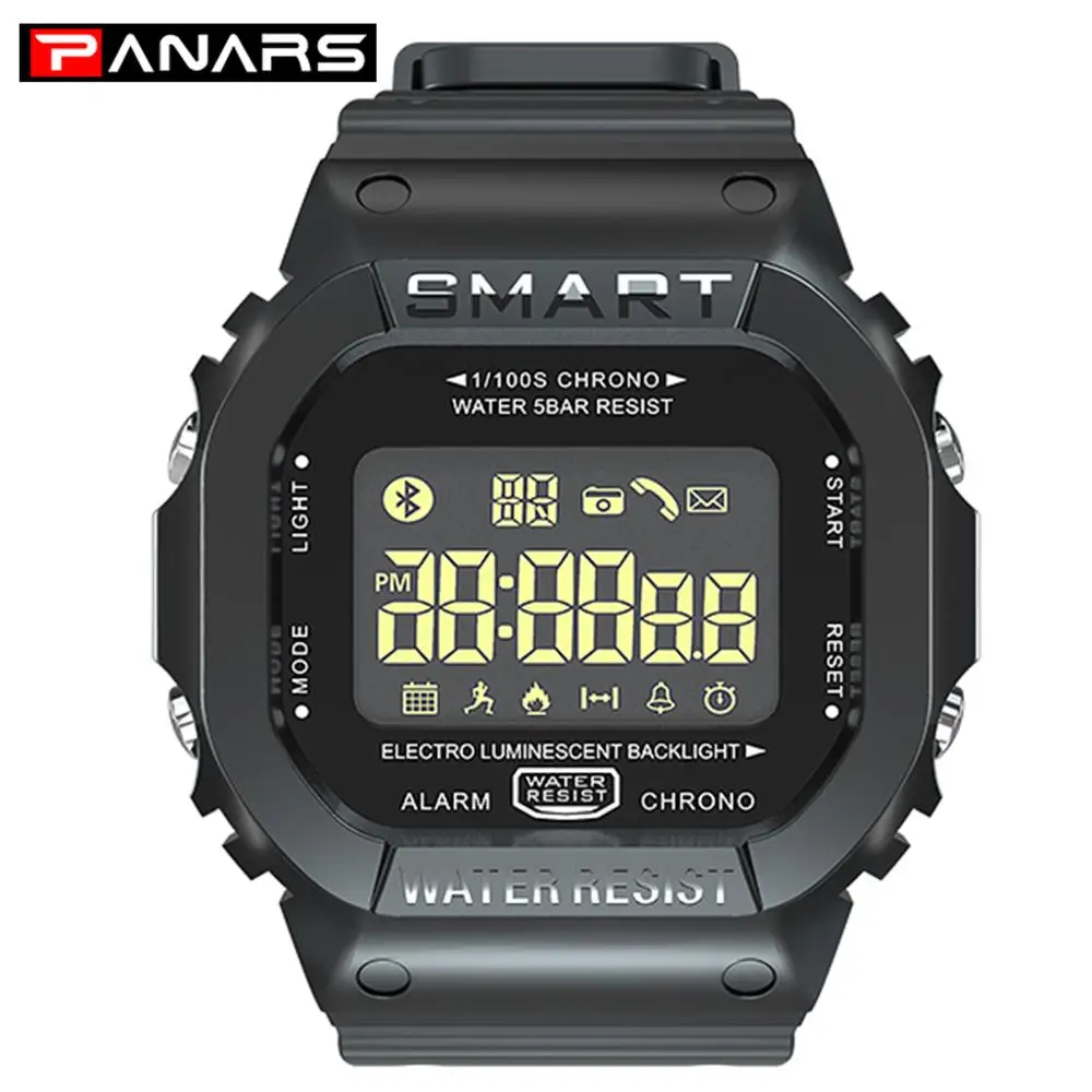Мужские уличные Смарт часы PANARS Водонепроницаемые Яркие цифровые наручные с