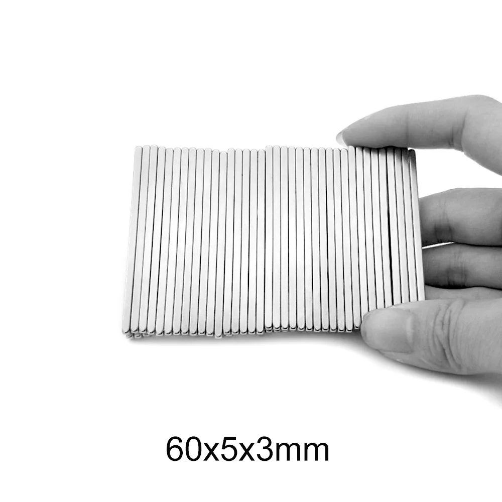 2 ~ 50 шт 60x5x3 Сильный Блок Неодимовый Магнит 60 мм x 5 намагничивающий постоянный