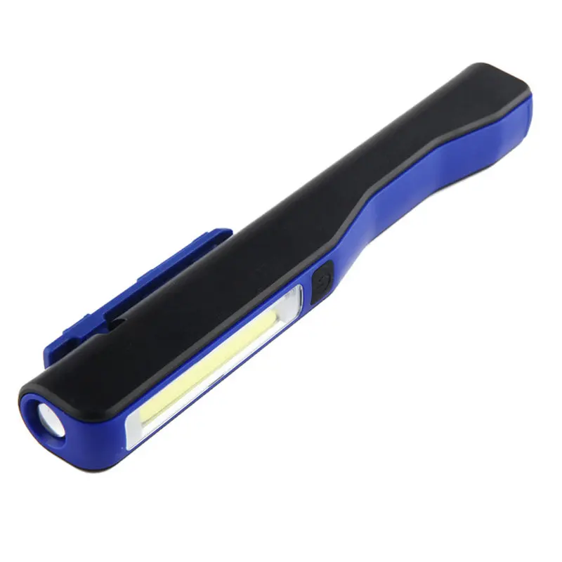 Blue Мини-cob led аварийный фонарик рабочий свет с магнитом карманный зажим супер яркий кемпинга Многоцелевой Карманный Фонарик лампы 6 - Цвет: Blue