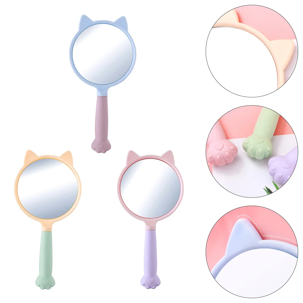 

3pcs Makeup Mirrors Cat Claw Beauty Mirrors Hairdressing Mirrors with Handle