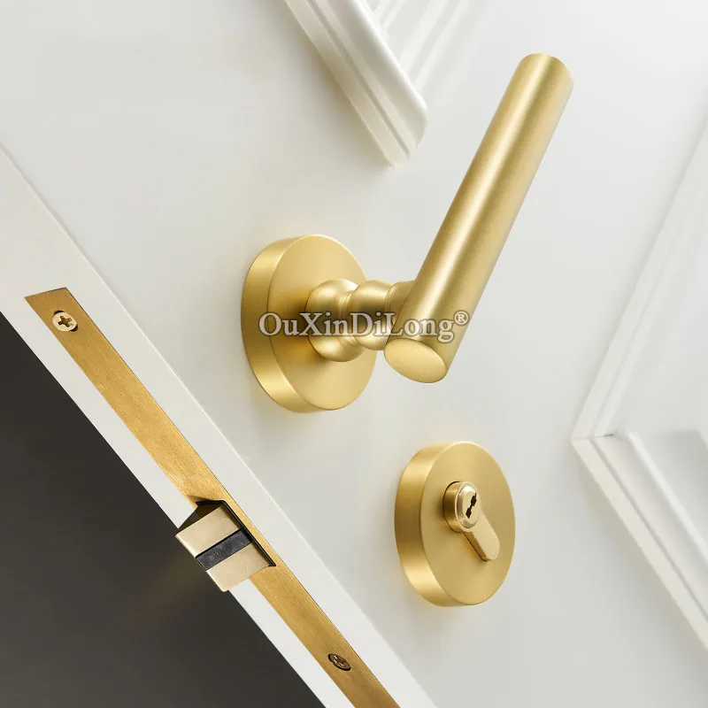 

1Set Minimalist Interior Door Lock Split Door Handle with Key Lock for Bedroom Bathroom Living Room Dummy Lock Handle JF1943