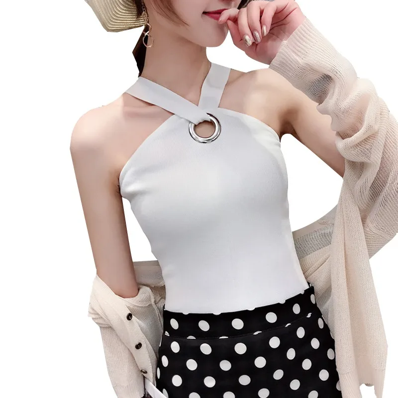 Женская Трикотажная майка с открытой спиной летняя недорогая | одежда