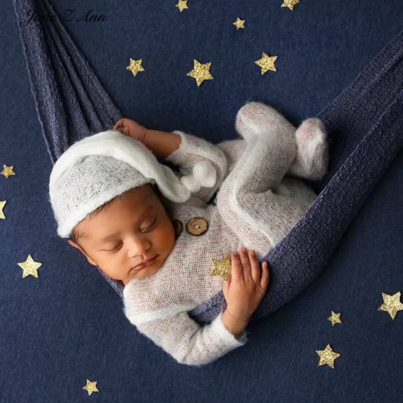 

Newborn baby knitted mohair multi color outfits hat+jumpsuit infnat newborn photography props twins studio shooting clothing