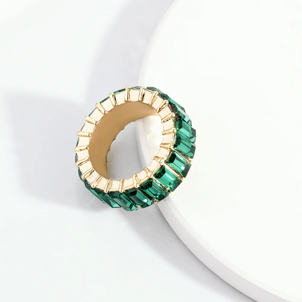 Emerald Дизайн Красочные Стразы геометрические кольца на костяшки для женщин Роскошные брендовые дамские драгоценные камни вечерние коктельное кольцо ювелирные изделия - Цвет основного камня: Emerald