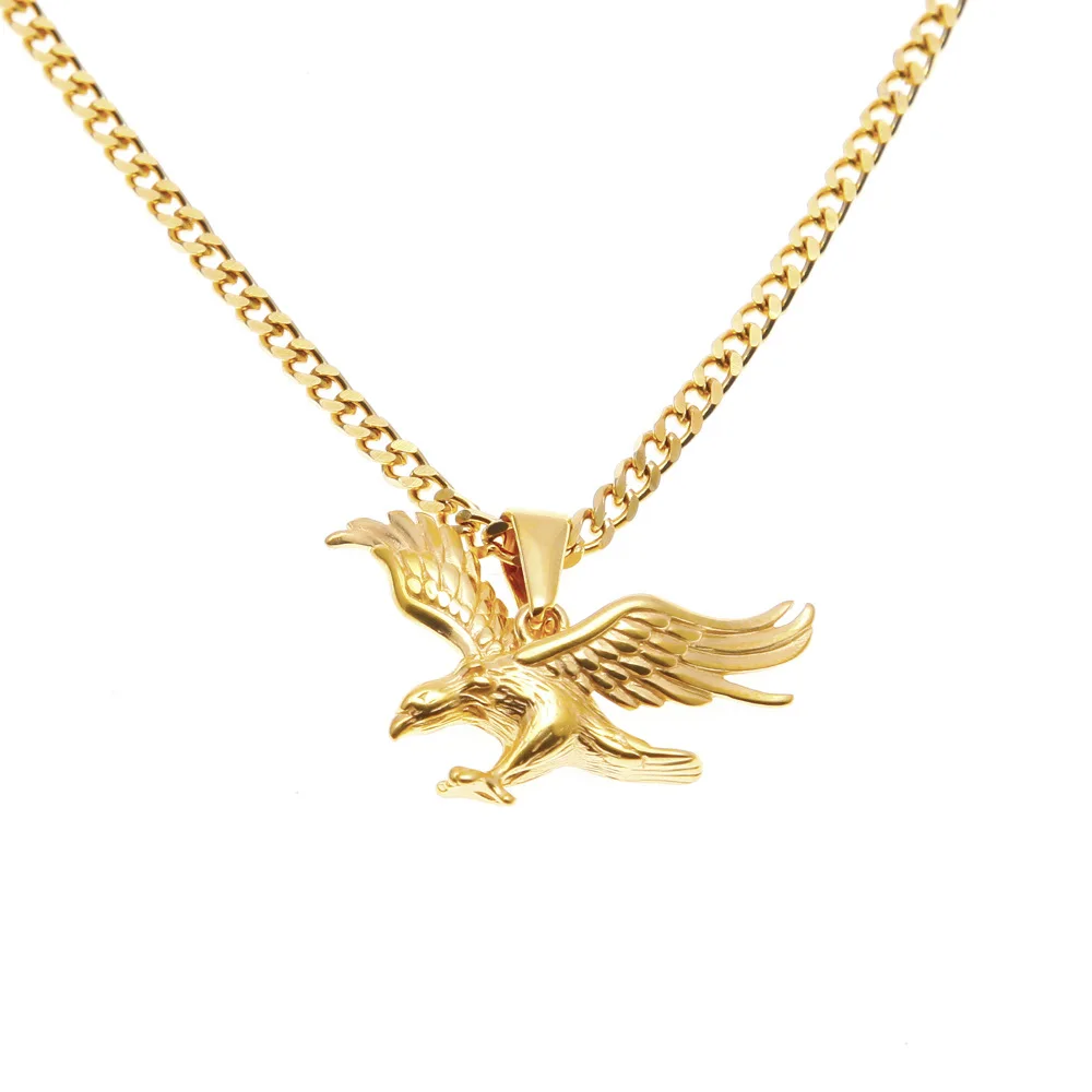 

Men Statement Vintage Animal Gold Eagle Pendant Necklace Stainless Steel Personality Exquisite Necklace Jewelry Accessories Gift