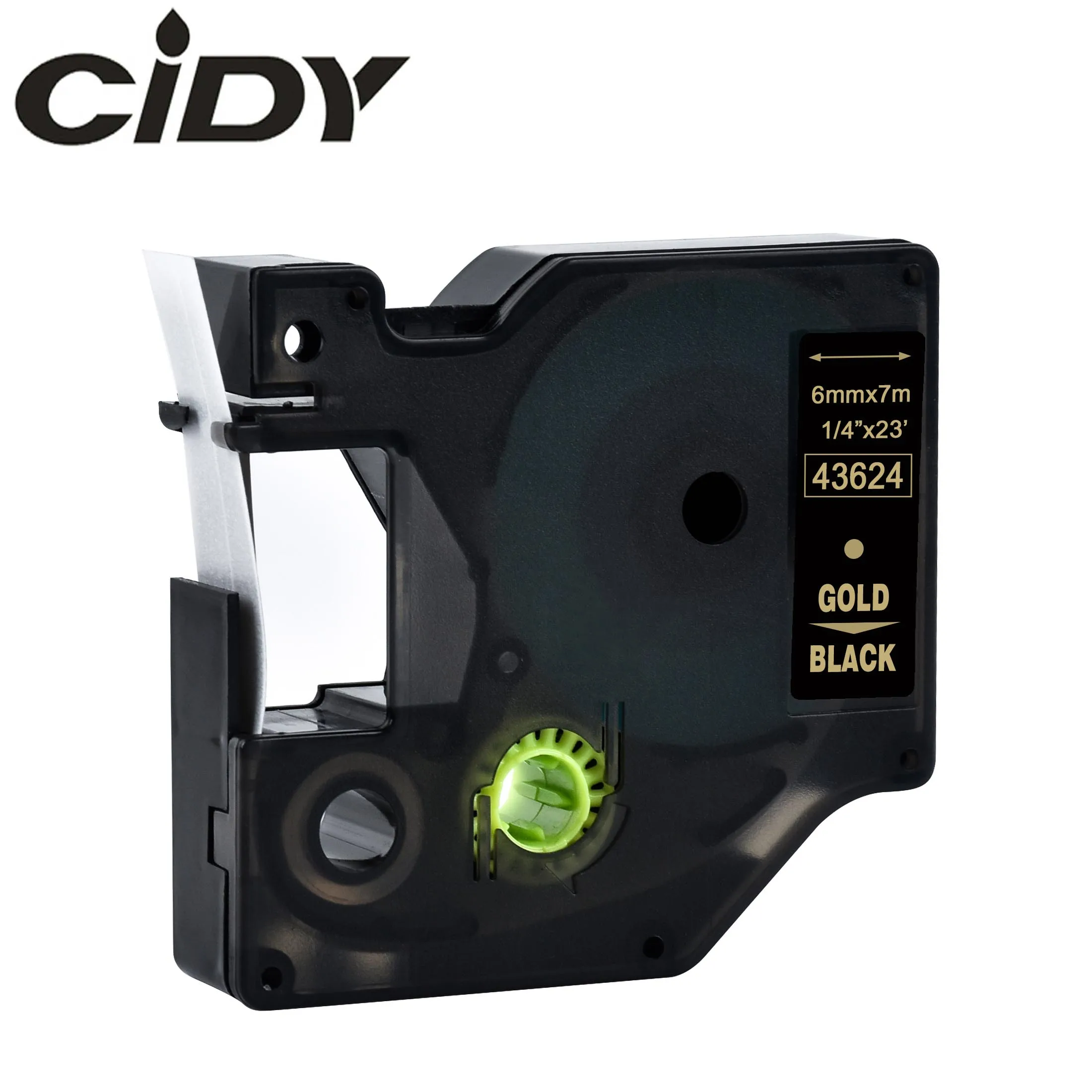 

CIDY 43624 Gold on black Compatible Dymo D1 6mm Label Tape Ribbons 43613 for Dymo Label Manager 160 280 210