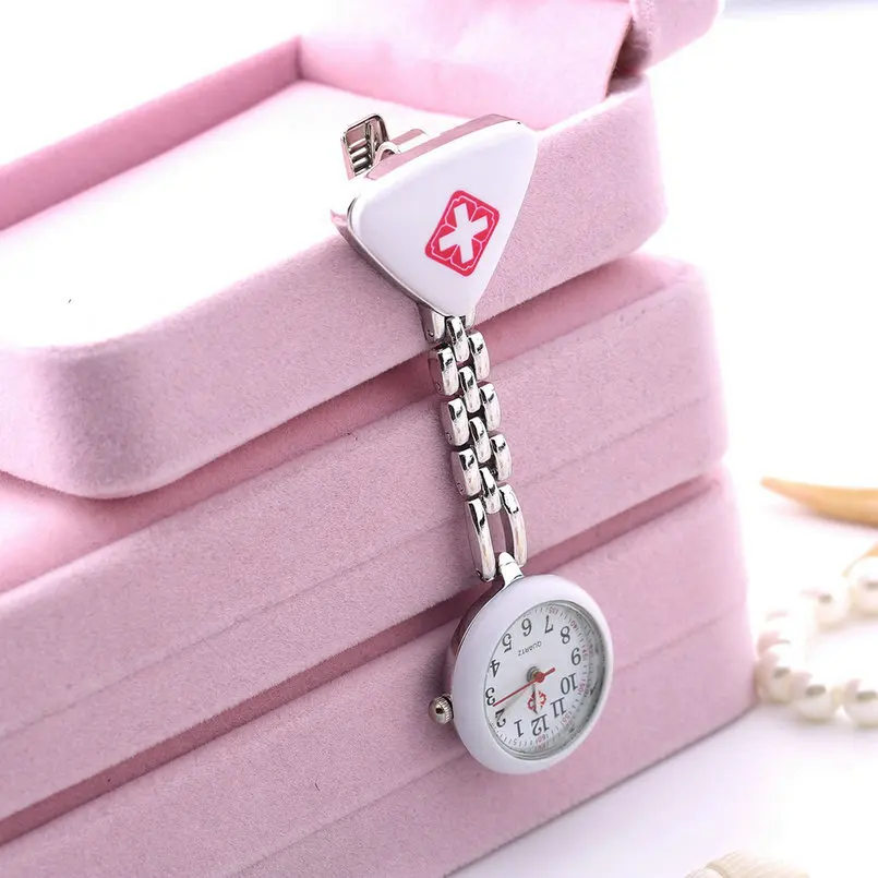 

Clip Nurse Doctor Pendant Pocket Quartz Red Cross Brooch Nurses Watch Fob Hanging Medical reloj de bolsillo drop shipping