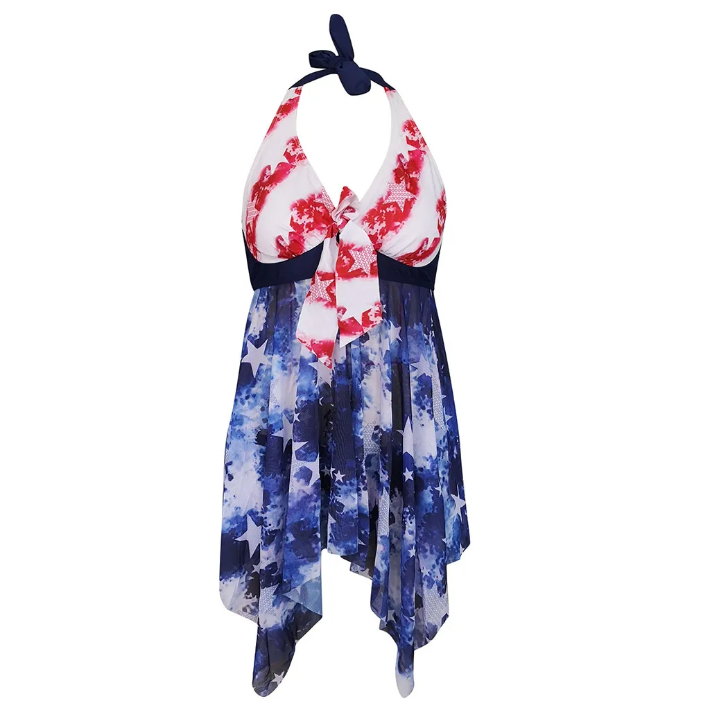 Женский бандажный комплект бикини с американским флагом купальник