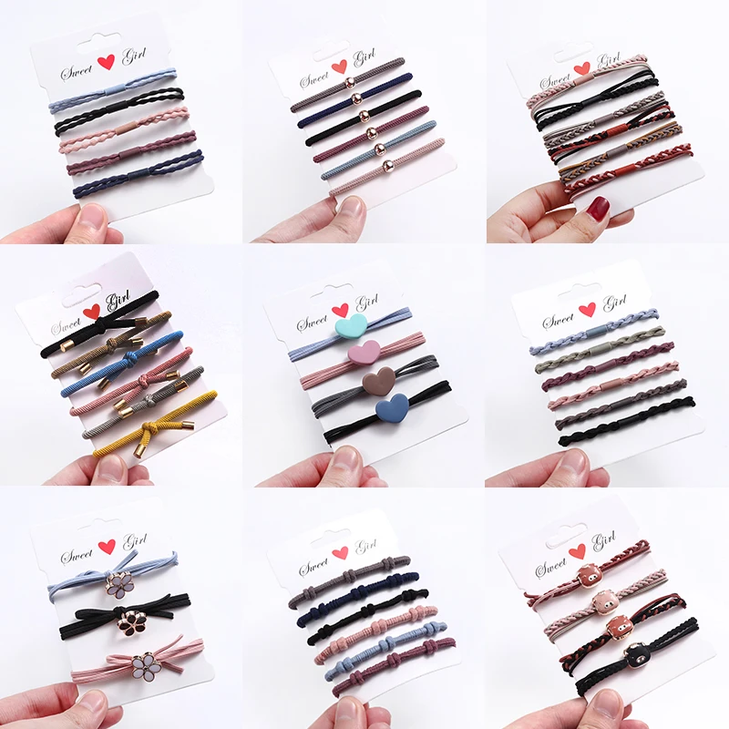 Резинки для волос женские цветные милые эластичные заколки хвоста аксессуар на