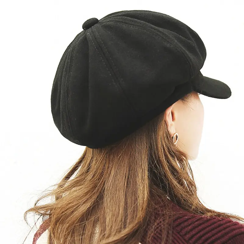 

Fashion Elegant Newsboy Hat Wool Blend Beret Women Autumn Winter Octagonal Cap Artist Painter Cap 5 Colors