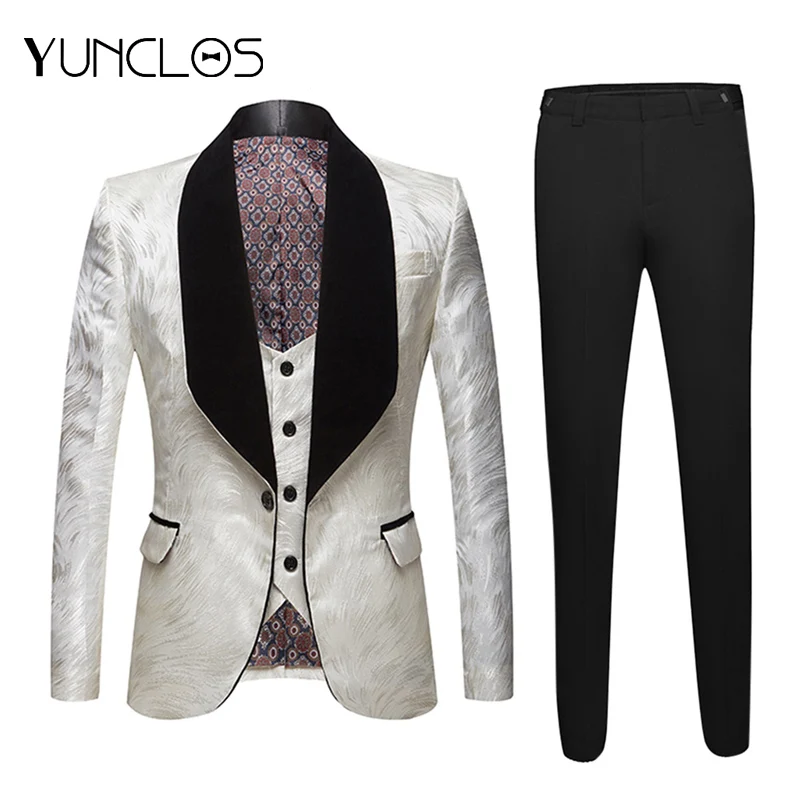 Мужской костюм из 3 предметов (пиджак + жилет брюки) жаккардовый Костюм