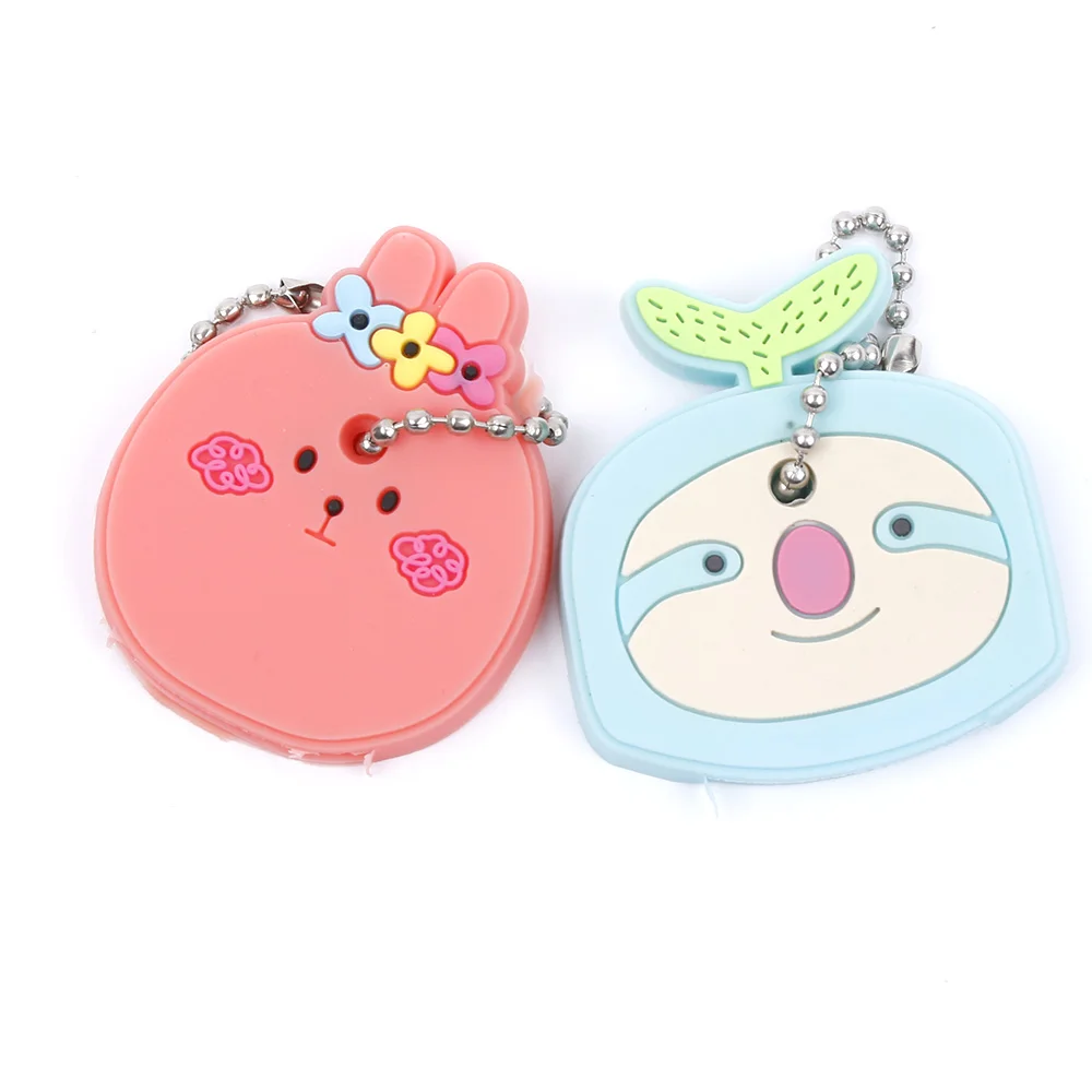 

1 piece Lovely Korea Cute Animal Soft Key Top Head Cover Chains Cap Keyring Phone Strap DIY key Holder Gifts For Women