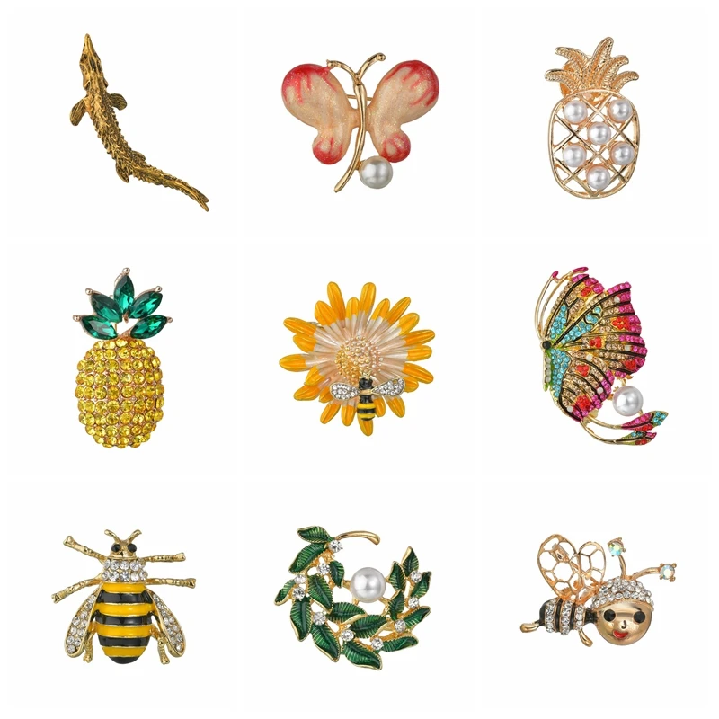 Terreau Кэти стразы бабочка пчела брошь воротник штифты корсажа значки с животными