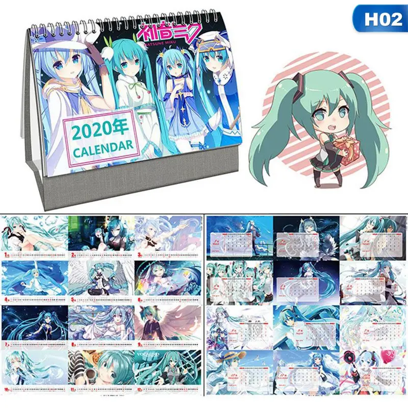 

2020 Cute Japanese Anime Desk Coil Calendar Cartoon Mini Table Calendars DIY Memo Pad Calendar Notepad Decoration Desk Calendar