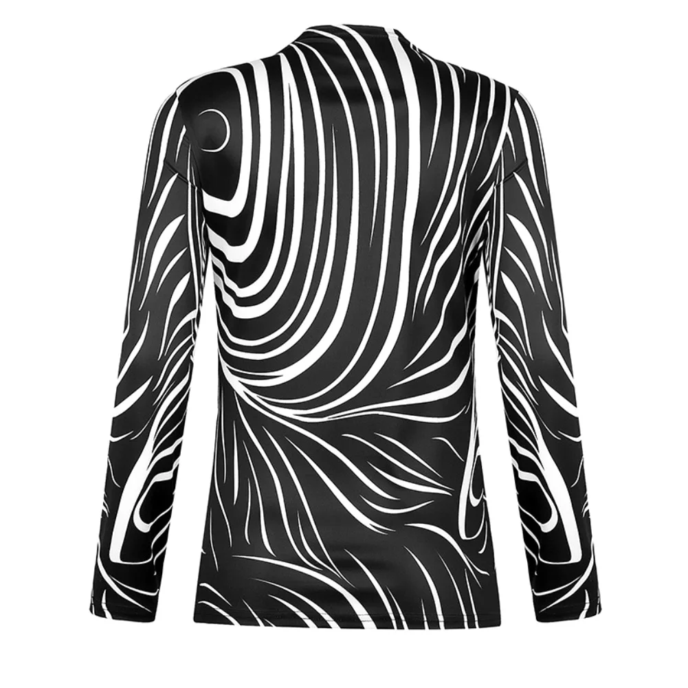 

blouse women 2020 Sexy Autumn Print Slim Turtleneck Long Sleeve T-Shirt Pullover Top blusas mujer