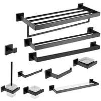 Stainless Steel Black Towel Rack Toilet Paper Holder Towel Bar Clothes hook Kitchen Facilities Hardware Bathroom Accessories