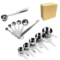 12 pcs stainless steel metal measuring spoons cooking metal measuring cups and spoons set kitchen measuring sets