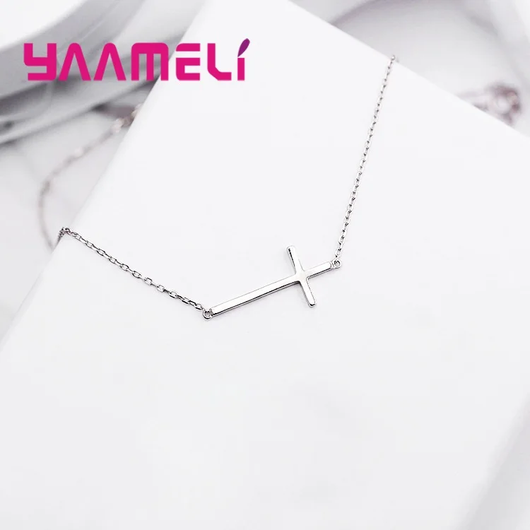 Новое поступление длинный крест Шейное колье с подвеской Femme 925 пробы серебряные