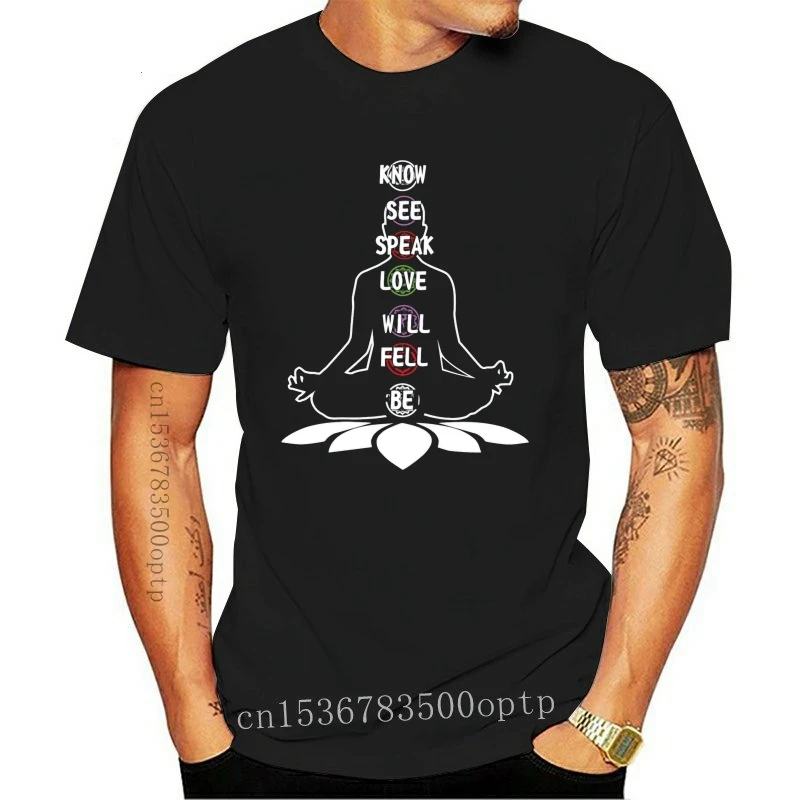 

New Yoga Zen 7 Chakra T Shirt Anti-Wrinkle Design Funny Natural Slim Round Neck Short Sleeve Summer Shirt