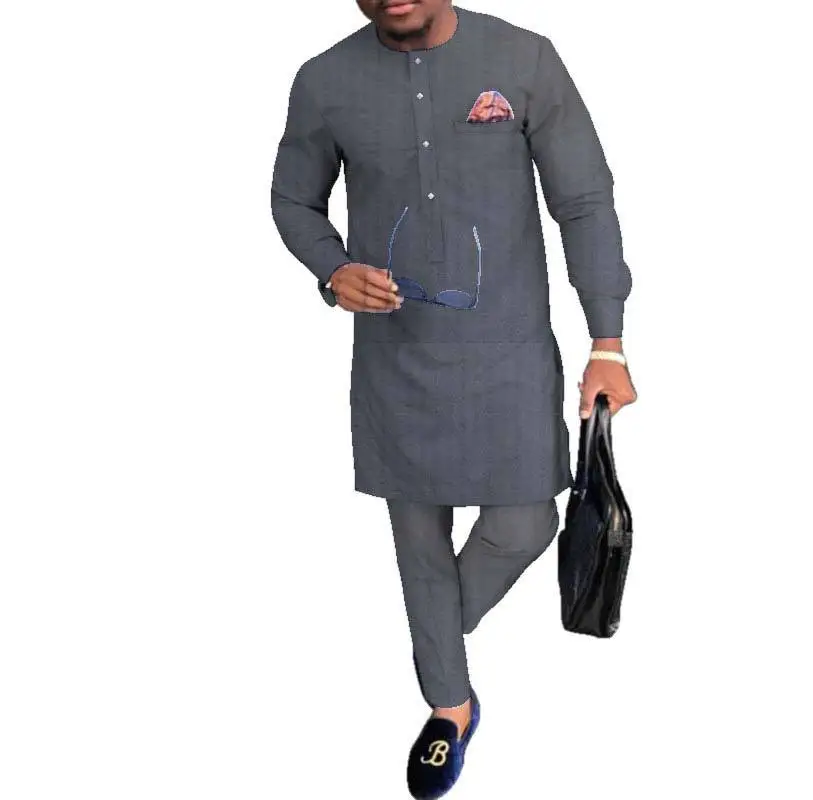 2020 autumn and summer fashion men dashiki plus size two pieces sets coat+pant men suit S-6XL