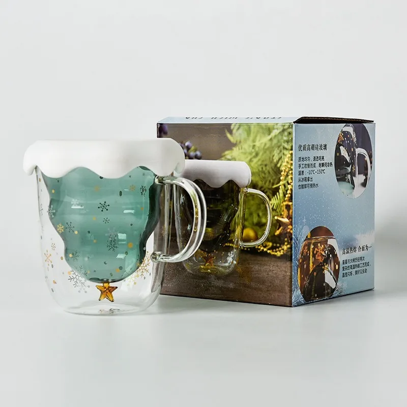 Новая Рождественская елка вакуумная кружка из двойного стекла с защитой от