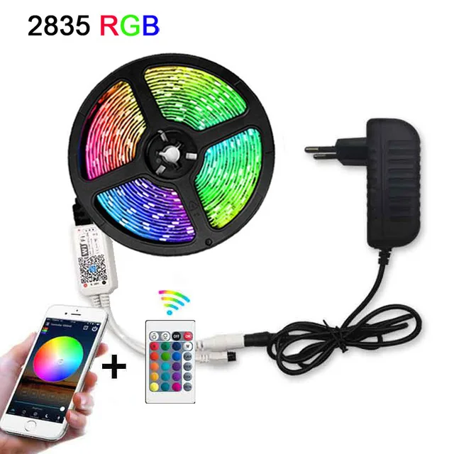 5 м 10 м 15 м водонепроницаемый светодиодный RGB ленточный светильник SMD 2835 5050 светильник с дистанционным управлением адаптер питания RGB Fita ленточный светильник светодиодный комплект лент - Испускаемый цвет: 2835-WiFi Controller