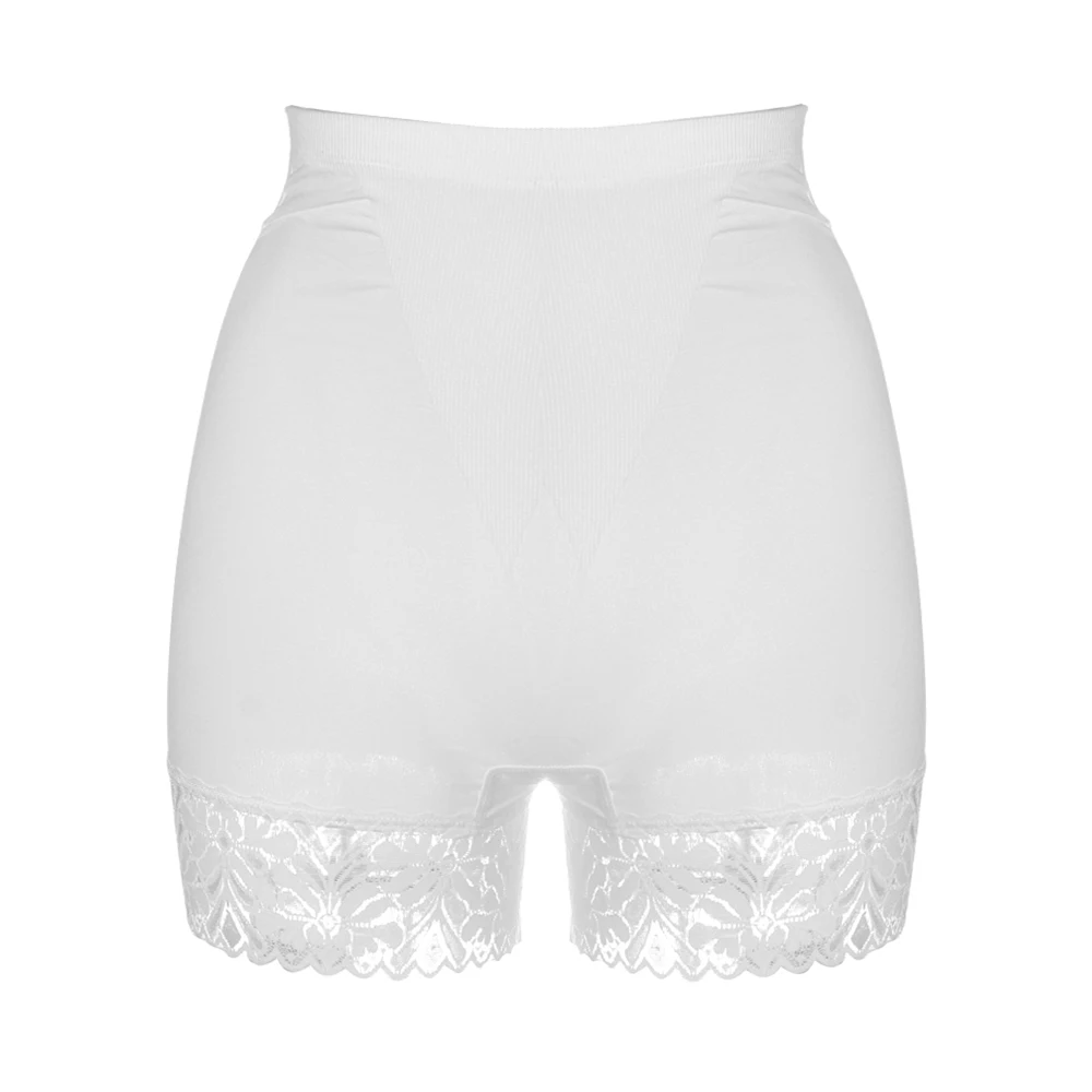 Белый Women High Waist Lace Seamless Safety Pants Fashion Underwear Ice Silk Shorts Safety Slim Summer Beach Safety Pants - Цвет: Белый