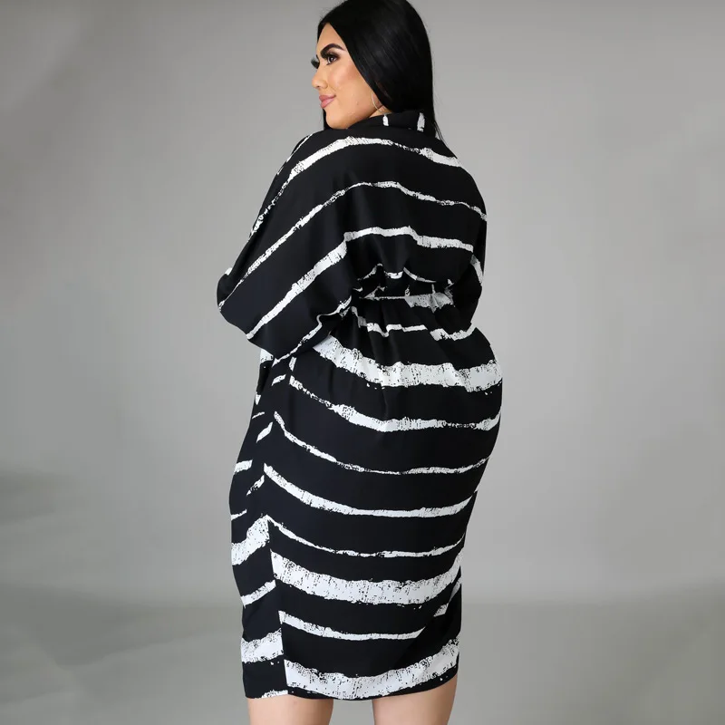 

Striped Dress Women Button Up Long Batwing Sleeve Casual Loose Office Lady Knee Length Dresses Plus Size 6XL Dropshipping 2021