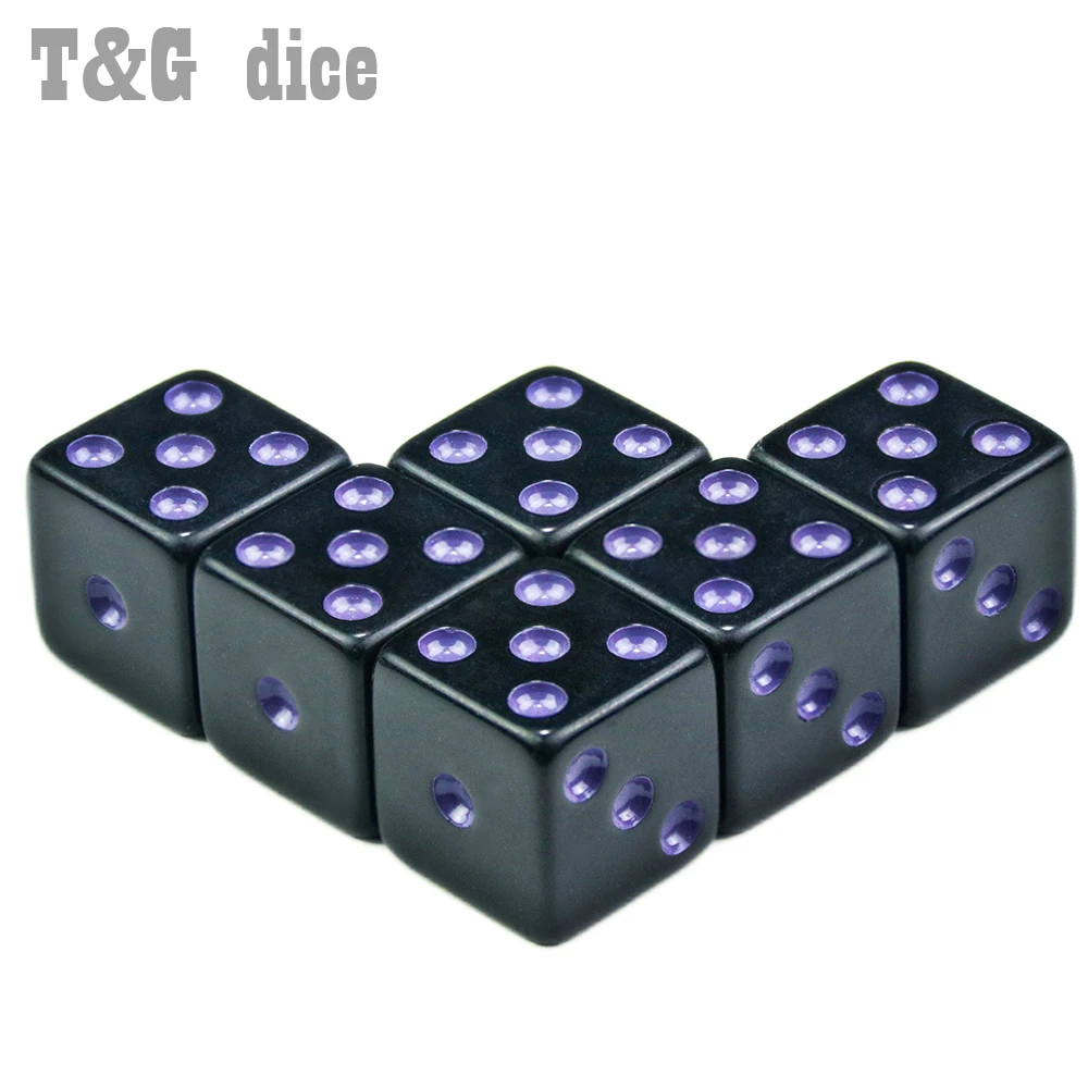 Черные игральные кости с красочным цифровым 6 шт./компл. 16 мм Новый s Cube D6
